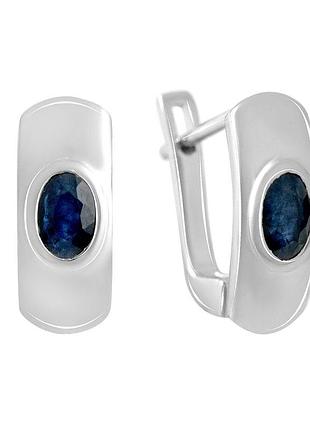Срібні сережки proba з натуральним сапфіром 1.095ct (2140573)