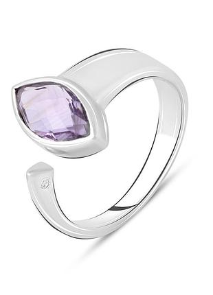 Срібне кільце proba з натуральним аметистом 1.517ct, вага виробу 3,38 г (2108870) 18 розмір