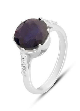 Срібне кільце proba з натуральним сапфіром 5.472ct, вага виробу 3,82 г (2157625) 17 розмір