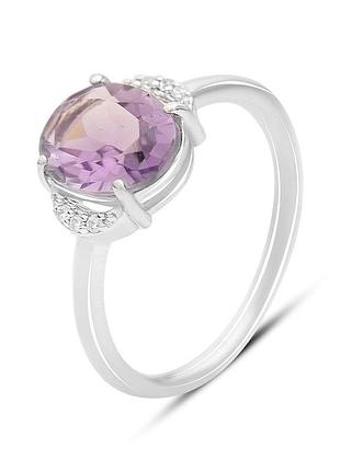 Срібне кільце proba з натуральним аметистом 1.929ct, вага виробу 2,13 г (2163114) 17 розмір