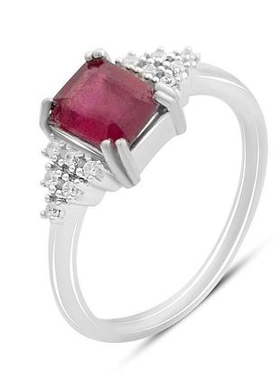 Серебряное кольцо proba с натуральным рубином 2.511ct, фианитами, вес изделия 2,93 гр (2165163) 18 размер