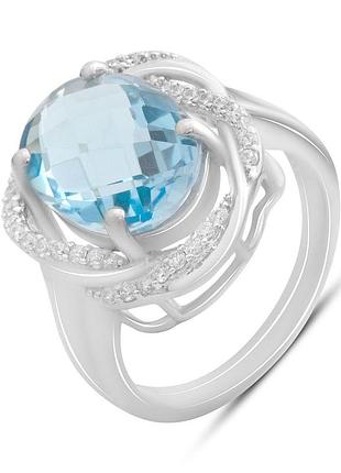 Серебряное кольцо proba с натуральным топазом 6.5ct, вес изделия 5,49 гр (2188193) 17 размер