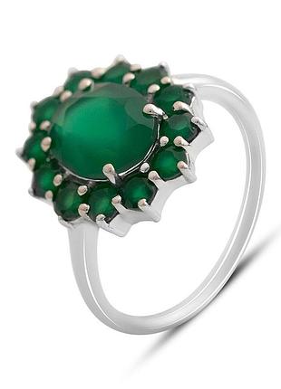Срібне кільце proba з натуральним агатом 3.455ct, вага виробу 3,69 г (2174004) 17.5 розмір