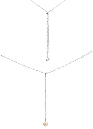 Срібне кольє proba з натуральними перлами, вага виробу 3,82 г (60002146) adjustable розмір