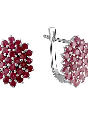 Серебряные серьги proba с натуральным рубином 3.167ct (2064992)
