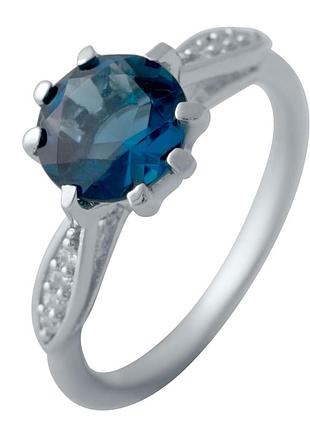 Серебряное кольцо proba с топазом лондон блю 1.629ct, вес изделия 2,26 гр (2041214) 17 размер