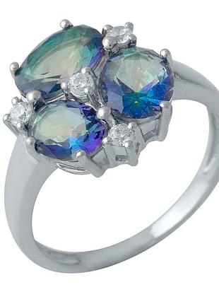 Серебряное кольцо proba с мистик топазом, вес изделия 3,51 гр (1990254) 17.5 размер