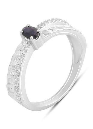 Серебряное кольцо proba с натуральным сапфиром 0.66ct, фианитами, вес изделия 2,59 гр (2180975) 17.5 размер