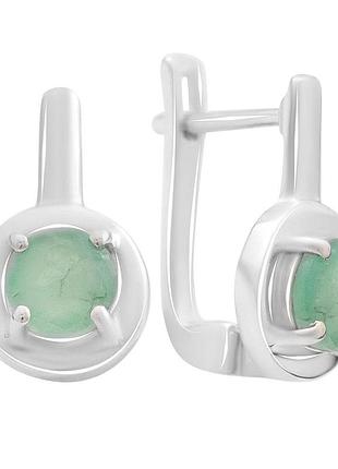 Срібні сережки proba з натуральним смарагдом 1.54ct (2167365)
