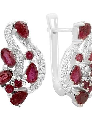 Срібні сережки proba з натуральним рубіном 4.384ct (2159551)