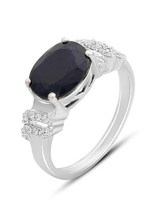 Срібне кільце proba з натуральним сапфіром 3.507ct, фіанітами, вага виробу 3,39 г (2162667) 18 розмір