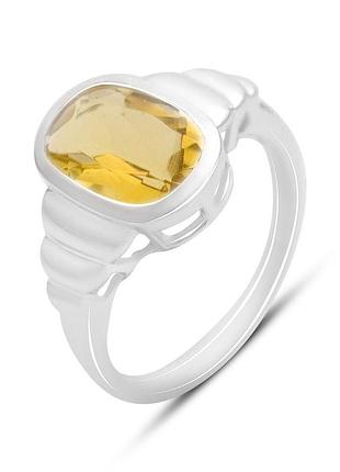 Серебряное кольцо proba с цитрином nano 3.2ct, вес изделия 4,1 гр (2170402) 18.5 размер