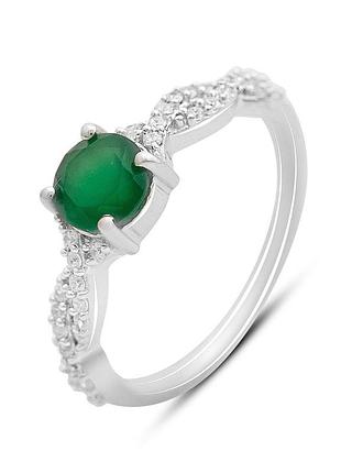 Срібне кільце proba з натуральним агатом 1.085ct, вага виробу 2,06 г (2170945) 17 розмір
