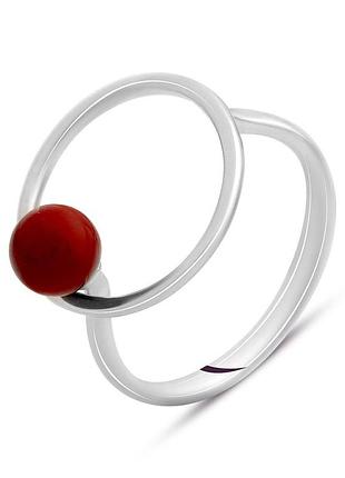 Серебряное кольцо proba с кораллом, вес изделия 2,64 гр (2145639) 19 размер