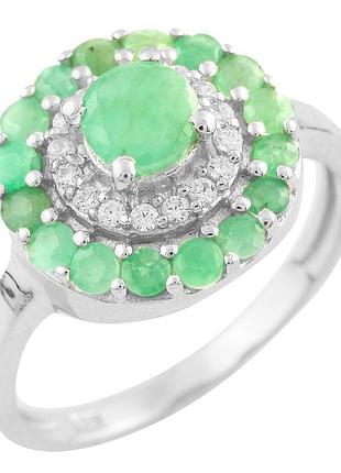 Серебряное кольцо proba с натуральным изумрудом 1.324ct, вес изделия 3,11 гр (1516607) 17 размер