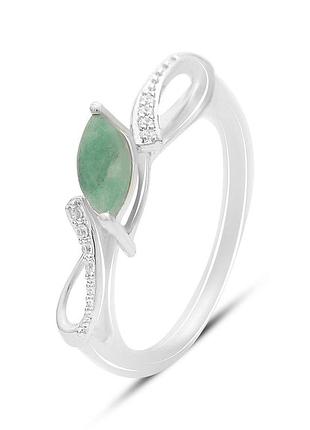 Серебряное кольцо proba с натуральным изумрудом 0.626ct, фианитами, вес изделия 2,15 гр (2163435) 17.5 размер