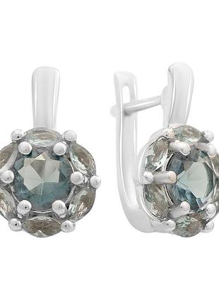 Серебряные серьги proba с топазом лондон блю 1.81ct (2166948)