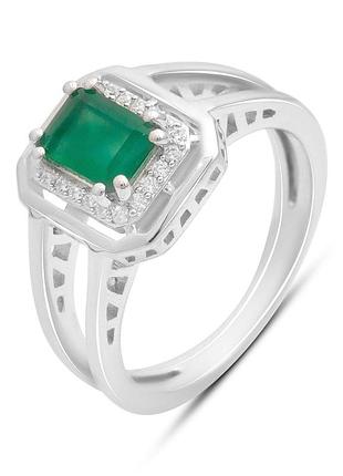 Серебряное кольцо proba с натуральным агатом 1.209ct, фианитами, вес изделия 4,73 гр (2197270) 18 размер