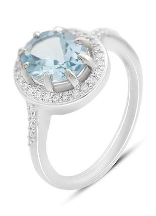 Срібне кільце proba з натуральним топазом 3.643ct, вага виробу 3,83 г (2165910) 18 розмір
