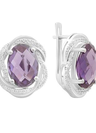 Срібні сережки proba з александритом 16.513ct, фіанітами (2187608)