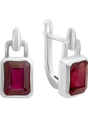 Серебряные серьги proba с натуральным рубином 4.315ct (2167167)