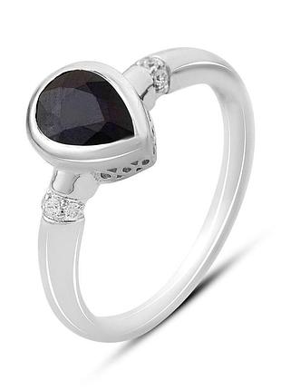 Серебряное кольцо proba с натуральным сапфиром 1.757ct, фианитами, вес изделия 2,43 гр (2164999) 17 размер