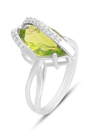 Срібне кільце proba з хризолітом 4.933ct, вага виробу 3,52 г (2157366) 17 розмір