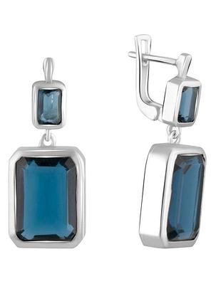 Срібні сережки proba з топазом лондон блю 12.384ct (2073505)