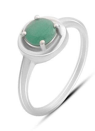 Срібне кільце proba з натуральним смарагдом 0.74ct, вага виробу 2,21 г (2167358) 18 розмір
