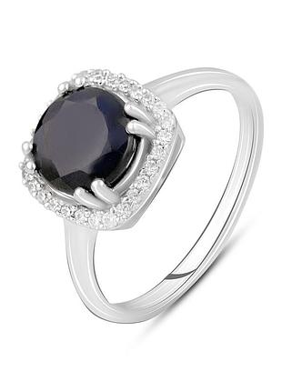 Серебряное кольцо proba с натуральным сапфиром 2.865ct, фианитами, вес изделия 2,81 гр (2119982) 17 размер