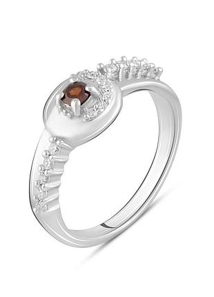 Срібне кільце proba з натуральним гранатом 0.142ct, вага виробу 3,11 г (2104100) 17 розмір