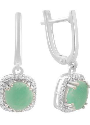 Серебряные серьги proba с натуральным изумрудом 4.278ct (2194132)