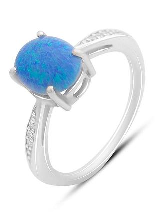 Серебряное кольцо proba с опалом 0.975ct, фианитами, вес изделия 2,43 гр (2170549) 17.5 размер