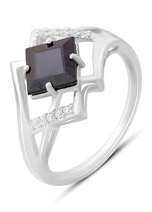 Серебряное кольцо proba с натуральным сапфиром 2.13ct, фианитами, вес изделия 3,03 гр (2162612) 18.5 размер
