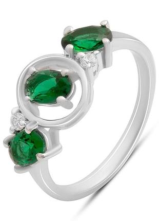 Срібне кільце proba зі смарагдом nano 1.66ct, вага виробу 2,69 г (2195610) 17.5 розмір