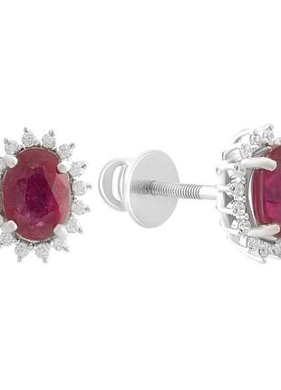 Срібні сережки proba з натуральним рубіном 2.495ct (2187820)