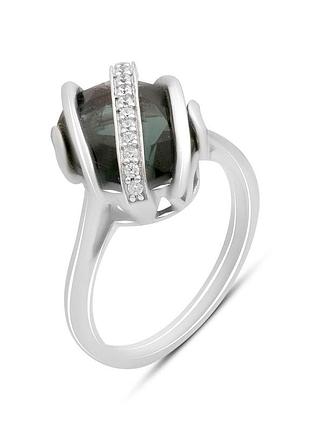Серебряное кольцо proba с топазом лондон блю 3.938ct, фианитами, вес изделия 4,43 гр (2178231) 17.5 размер