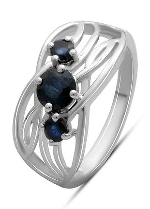 Срібне кільце proba з натуральним сапфіром 0.938ct, вага виробу 3,18 г (2178699) 18.5 розмір