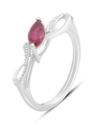 Серебряное кольцо proba с натуральным рубином 0.912ct, фианитами, вес изделия 2,46 гр (2165583) 17.5 размер