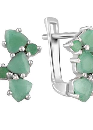 Срібні сережки proba з натуральним смарагдом 1.28ct (2111511)
