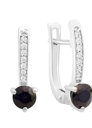 Серебряные серьги proba с натуральным сапфиром 1.711ct, фианитами (2164968)