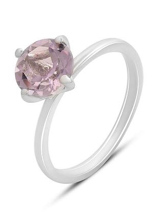 Срібне кільце proba з натуральним аметистом 1.575ct, вага виробу 2,08 г (2189435) 17.5 розмір