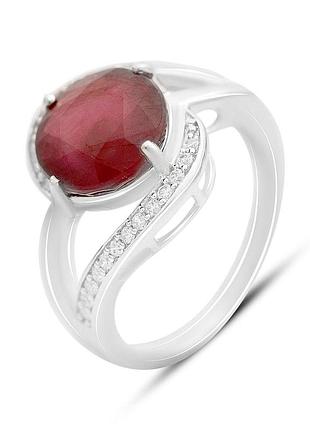 Срібне кільце proba з натуральним рубіном 5.815ct, вага виробу 5,07 г (2159605) 18 розмір