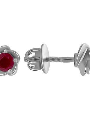 Срібні сережки proba з натуральним рубіном 0.725ct (2064633)