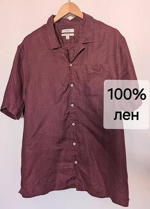 Сорочка 100% льон із красивою фактурою від marks&amp;spencer l-xl