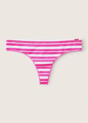 Трусики-танга женские victoria's secret pink l розовые в полоску