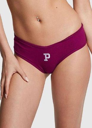 Трусики жіночі victoria's secret pink фіолетові бавовняні чикстери s