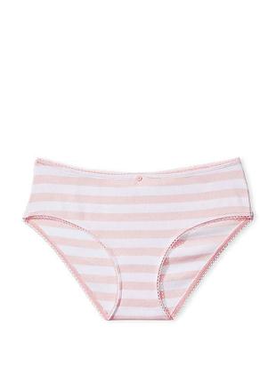 Хлопковые женские трусики victoria's secret s розовые с белым в полоску