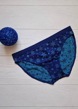 Трусики женские безшовные со снежинками victoria's secret м синие