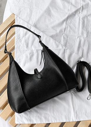 Сумка жіноча tods чорна багет прес-шкіра повсякденна